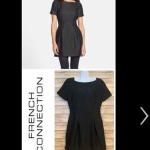 French Connection size 2 mini black short sleeve dress with alligator print